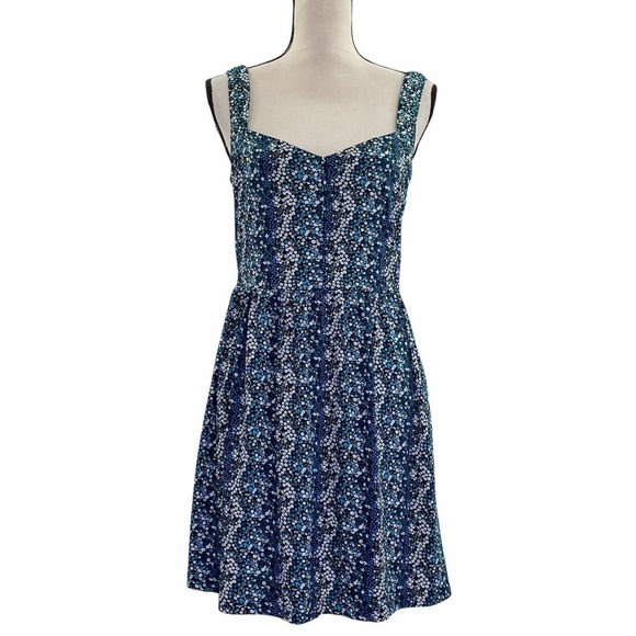 BEBOP Black Blue Floral A-Line Sleeveless Dress - Picture 1 of 12